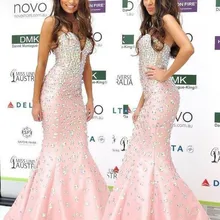 Очаровательные розовые платья знаменитостей в стиле Русалочки, коллекция года, милое платье с открытыми плечами, атласное платье с бисером, Новое поступление, блестящие платья vestidos de novi