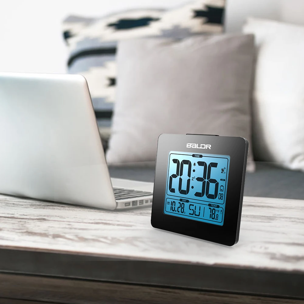 Cheap Baldr Digital Alarm Clock Thermometer LCD Backlight Calendar Indoor Temperature Meter Watch Desk Snooze Timer Kids Table Clock