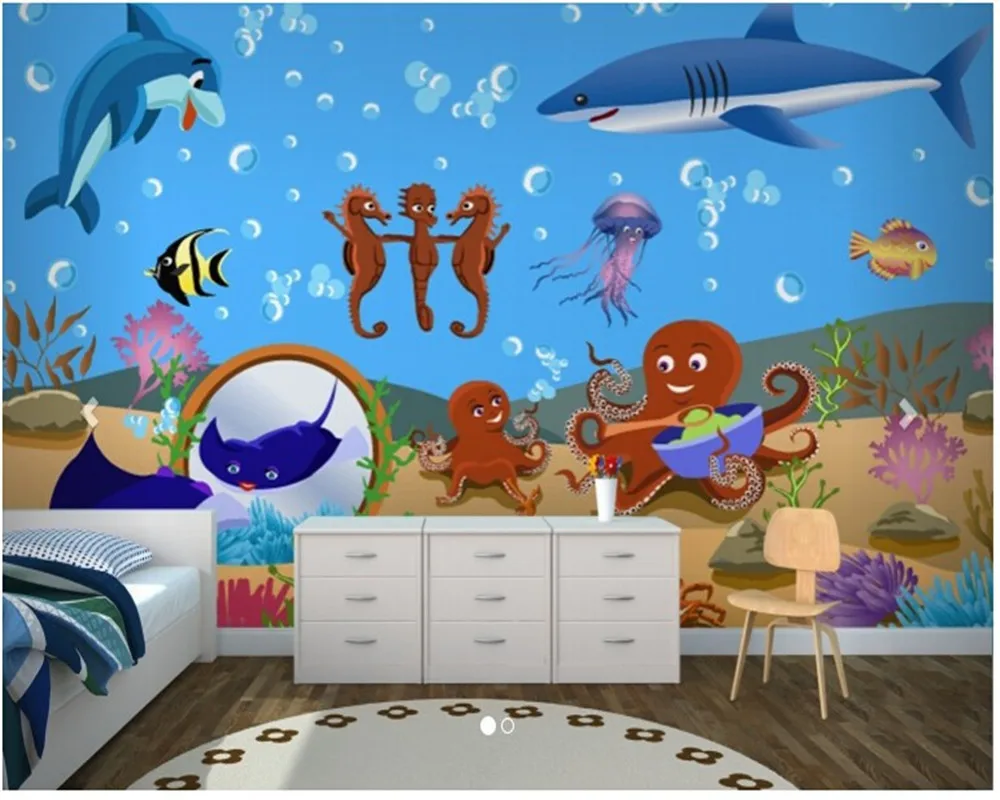 Custom Papel De Parede Infantil, Under The Sea Childrens Which Mural For Children Room Living