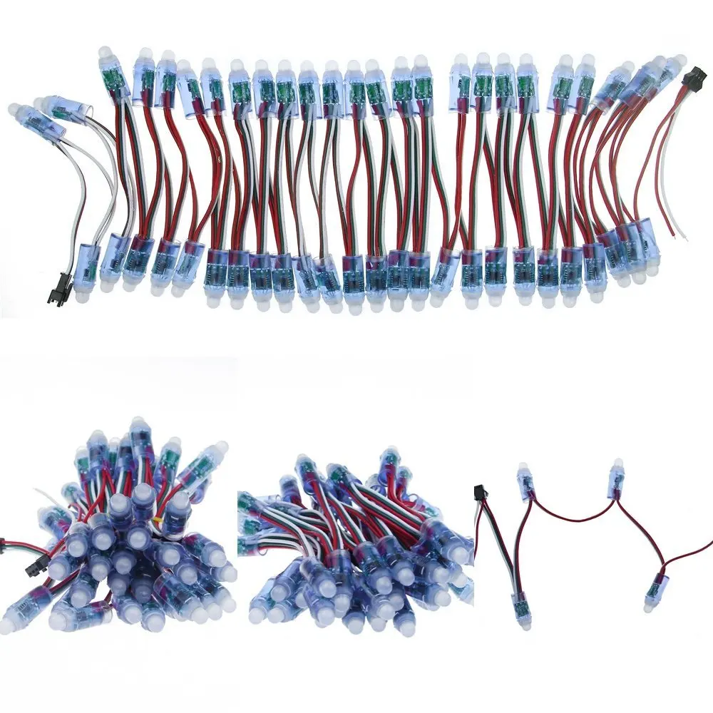 50 шт Бесплатная доставка светодиодный pixel Модуль 12 мм Цифровой независимый адресации полноцветный водонепроницаемый IP65 DC5V RGB WS2811