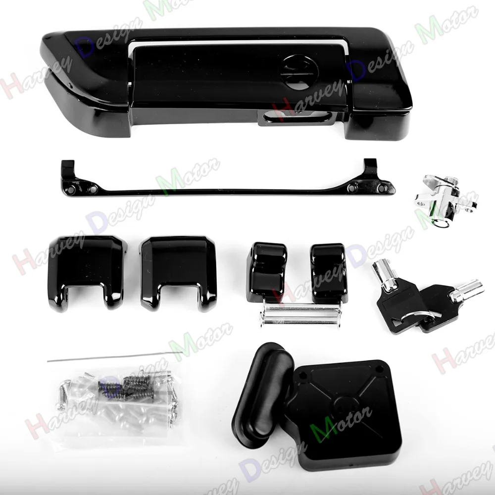 Gloss Black Tour Pak Hinges&Latch Kit&Tour Pack Lid Tether For Harley