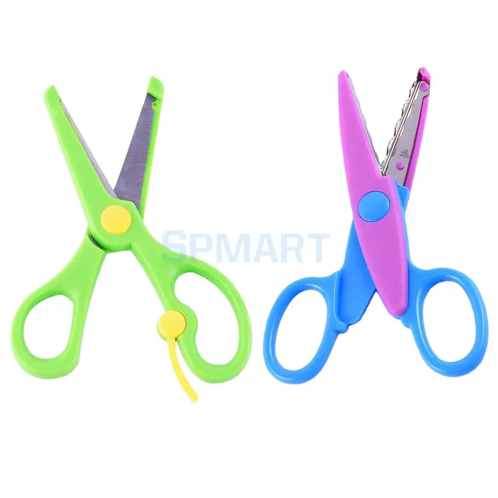 MagiDeal 2pcs Children Left & Right Handed Scissors Craft Safe Paper Cutting