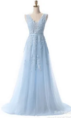 sky blue Robe De Soiree, красное вино, платья подружки невесты, румяные, кружевные, с бисером, сексуальные, с открытой спиной, для свадьбы, вечеринки, элегантные, темно-синие, вечерние, для выпускного вечера - Цвет: sky blue