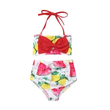 Купальный костюм с бантом и цветочным рисунком для маленьких девочек; Милый Летний детский купальник; купальный костюм для купания; комплект бикини