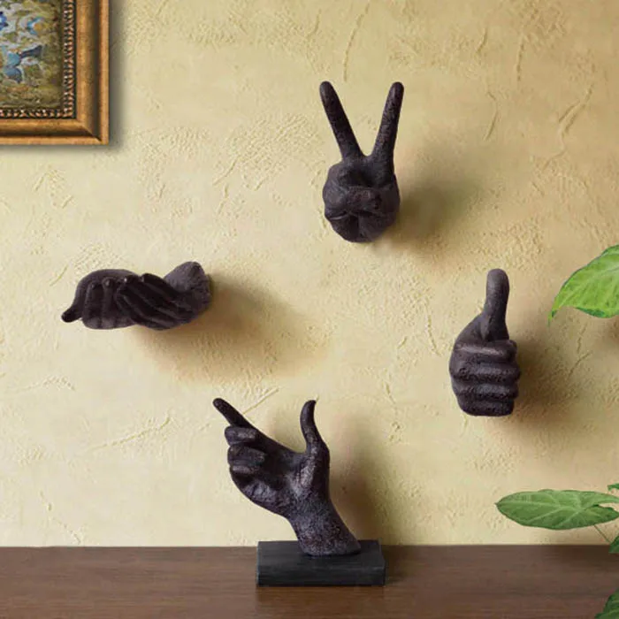 

Creative Wall Decoration Resin Bionic Wall Hanging Gesture Hand Classic Pose Statue Home Hotel Bar Decor Resin Coat Hanger Craft