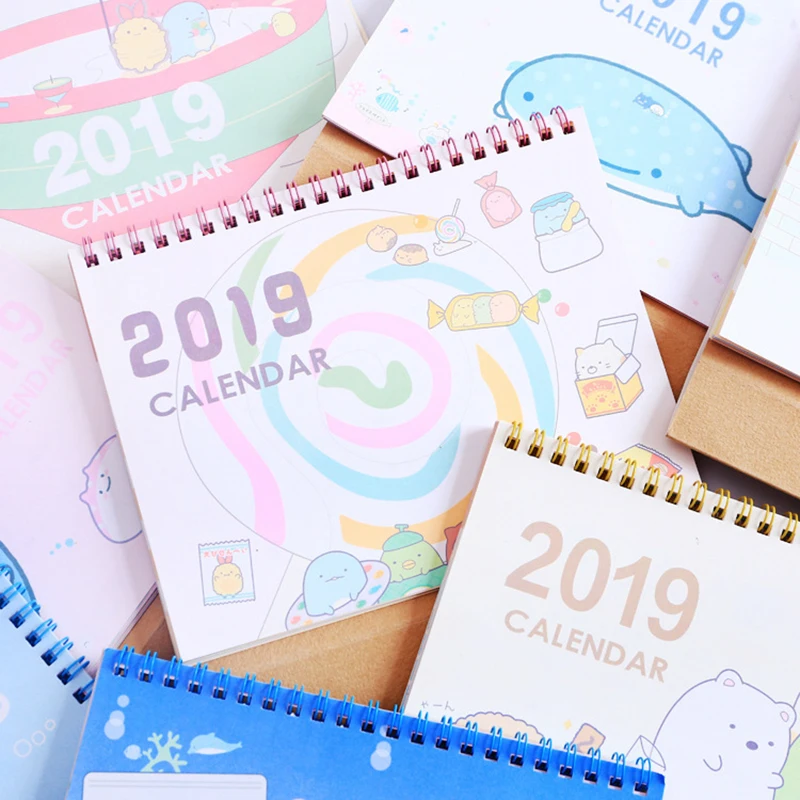 

2018-2019 Cute Cartoon Calendar Agenda Monthly Planner To Do List Desk Calendar Office Kawaii Schedule Table Standing Calendar
