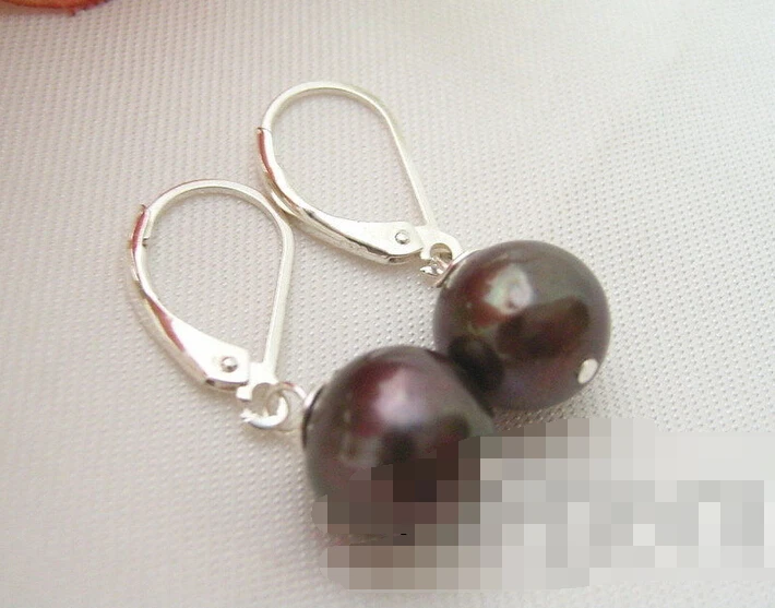 

free shipping 00019 2pc Black Pearl Earring lever Back