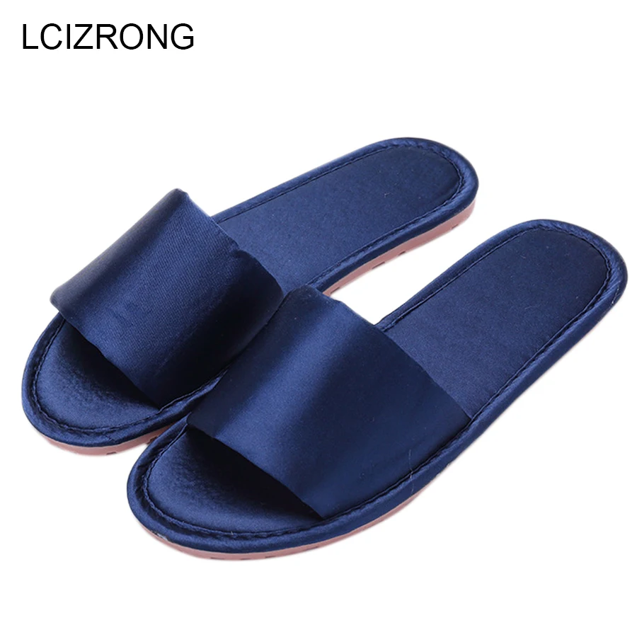 LCIZRONG High Quality Satin Home Slippers Women Autumn Fashion Solid