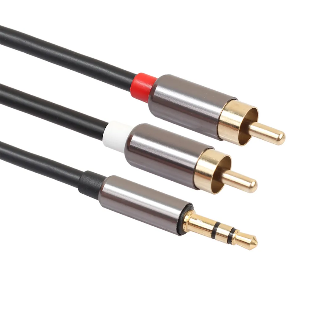 

1pc 1M 3.5mm Jack Male to 2 RCA Male AUX Cable Professional Audio Stereo Y Adapter 2 Colors for MP3 Speaker Smartphone