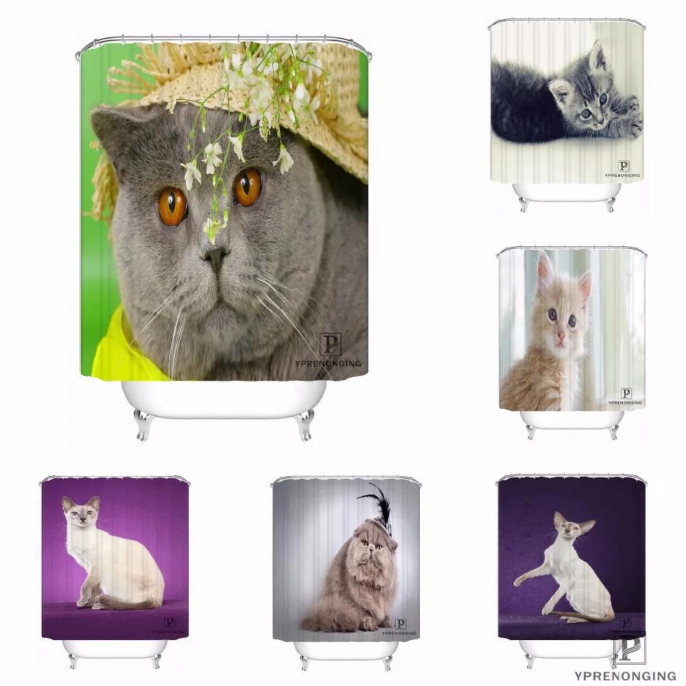 Продажа Пользовательские уникальные Популярные Cat Водонепроницаемый душ Шторы Главная Ванна Ванная комната s крючки полиэфирной ткани Multi размеры #...