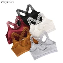 VEQKING-Sujetador deportivo para Yoga para mujer, en la espalda con relleno sostén deportivo, Top deportivo transpirable para correr y gimnasio