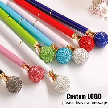 

Kawaii Ball Diamond Ballpoint Pen Metal Roller Ball Pen Crystal Pen Creative Free LOGO Writing Statonery Special Pen Customize