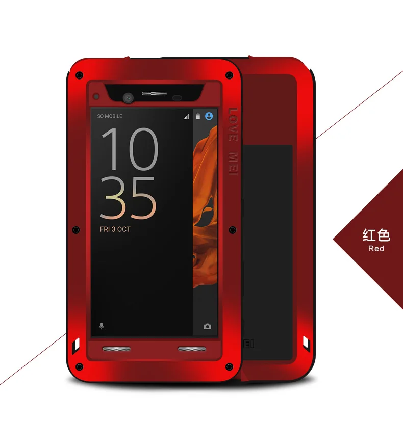 Противоударный чехол Love Mei Armor для Sony Xperia XZ металлический алюминиевый