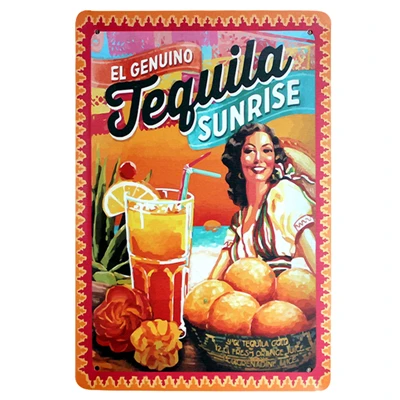 [SQ-DGLZ] Tequila Sunrise металлическая вывеска винтажные металлические тарелки кафе-бар клуб домашний Декор стены оловянные знаки ретро-плакат