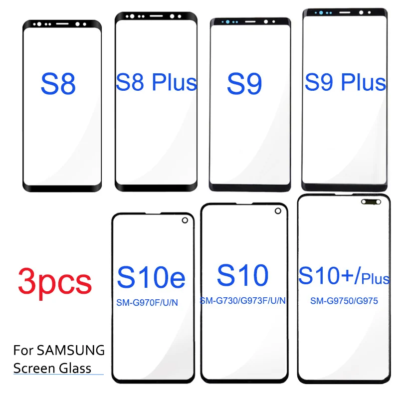 3 шт. внешнее стекло экрана для SAMSUNG S8 S9 S10 plus передняя линза ремонтные части стекла S10e