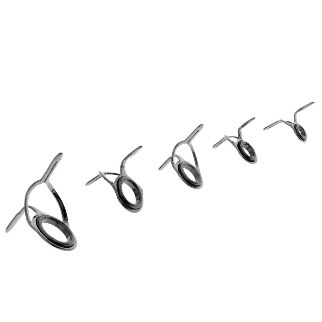 5pcs 4mm 5mm 7mm 8mm 11mm Fishing Rod Guides Eye Rings Rod Top Ring DIY Fishing Rod Building Tip Repair Kit Silver 5 Sizes