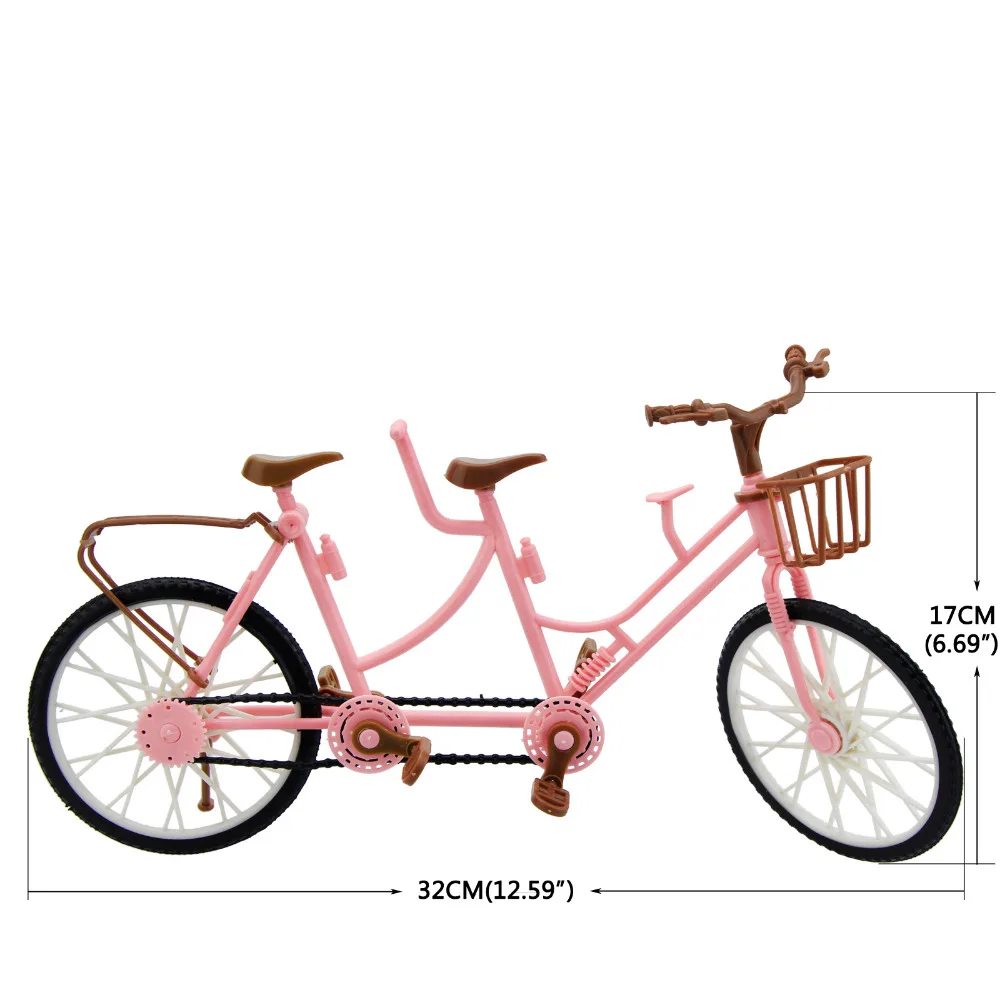 High Quality Pink Plastic Three-seat Bicycle Detachable Fashion Bike Outdoor Toy DIY Accessories For Barbie Doll Dollhouse Gift
