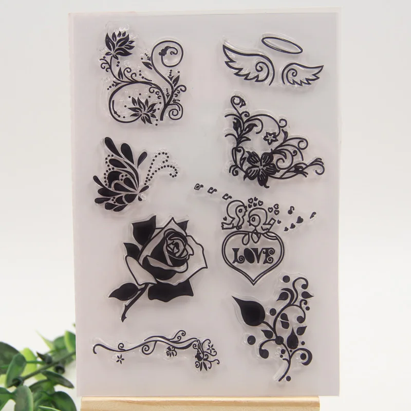 

1 sheet DIY Rose Flowers Design Transparent Clear Rubber Stamp Seal Paper Craft Scrapbooking Decoration