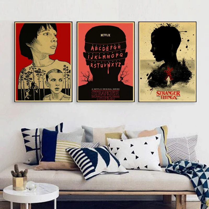 

Stranger Things series retro poster kraft paper classic wallpaper home decor bar Wall Decor wall sticker