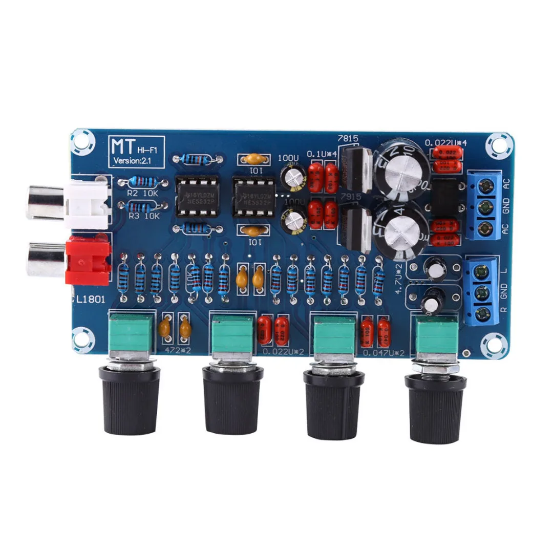 New NE5532 HIFI Preamp Preamplifier Board 2 Channel 4 Tune Types OP-AMP Volume Tone EQ Control Board Module