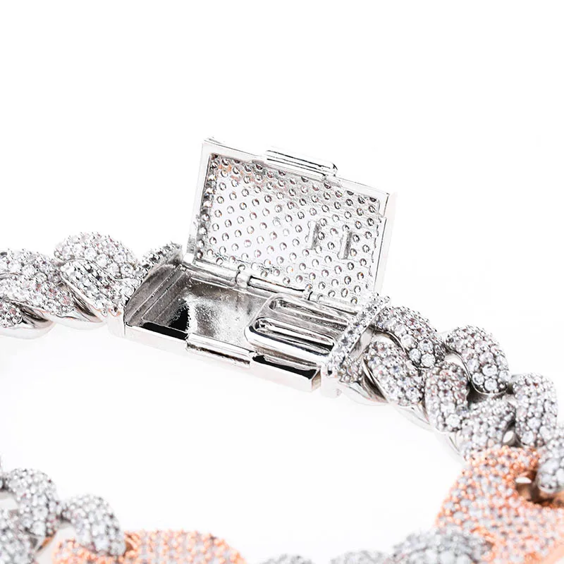 TOPGRILLZ 16mm Iced Out Cuban Bracelets Chain Hip hop Jewelry Gold Silver Color CZ Big Square Clasp Bracelet for Men Rapper Link