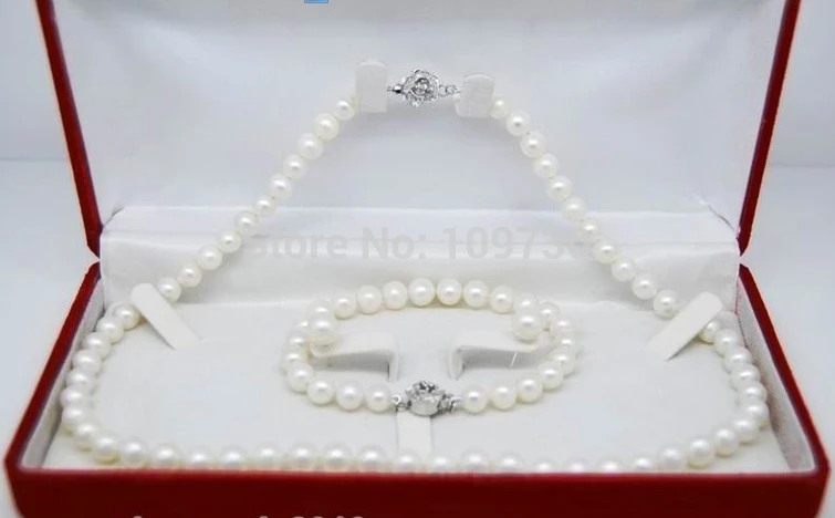 

Jewelry 00692 Fine Cultured 8-9MM AAA white pearl sets-(Necklace &Bracelet &Earring)
