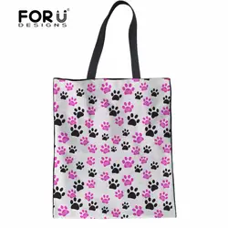 FORUDESIGNS/красочные лапы печати Роскошные для женщин Tote сумки на плечо повседневное Recycle ткань через сумки женщина Bolsa