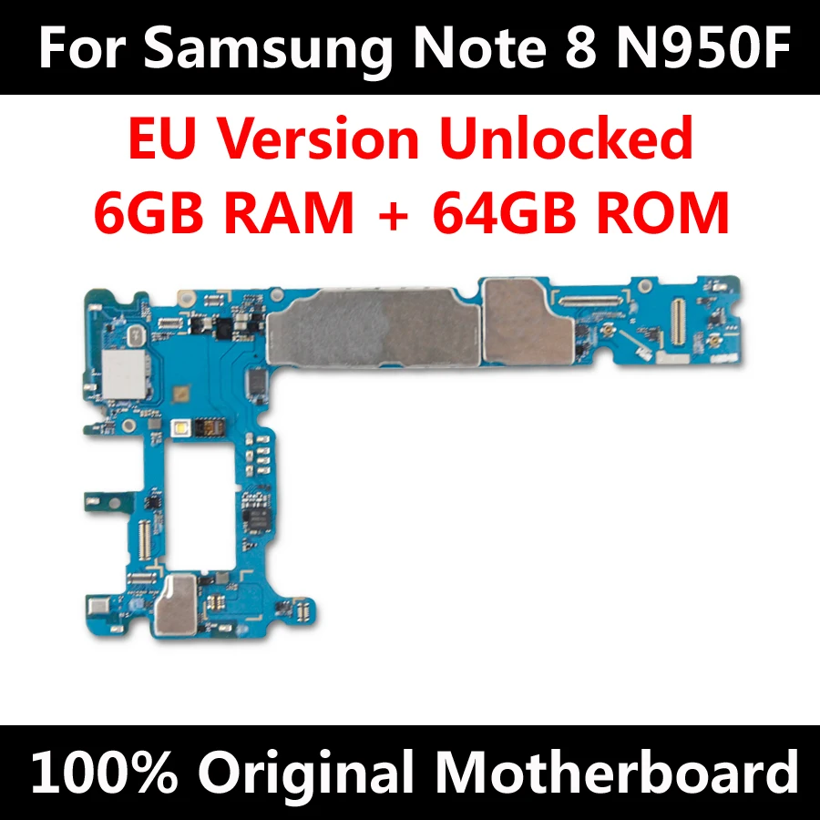 

New Arrival Factory Unlocked For Samsung Note 8 N950F N950U N950FD 64GB Motherboard Original IMEI Android OS MainBoard