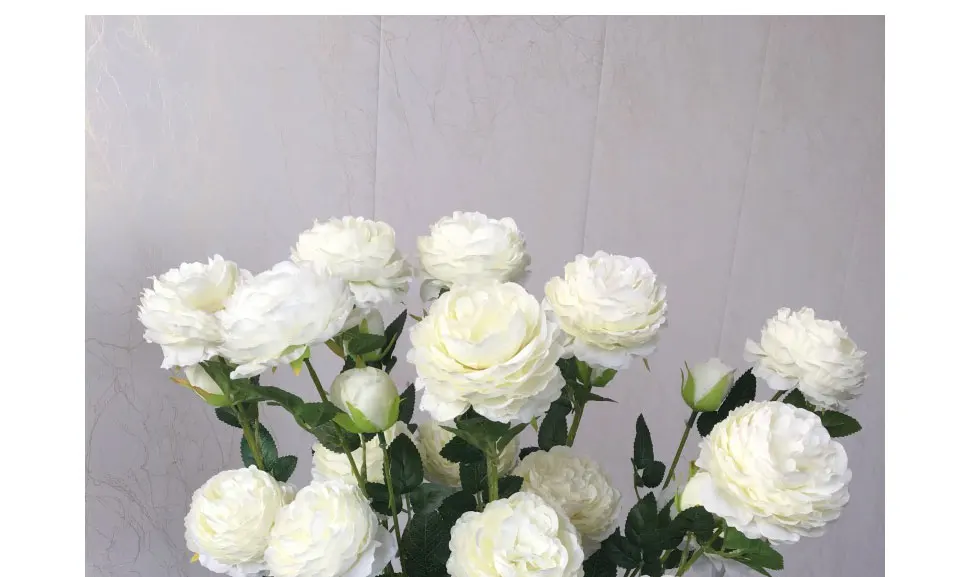 Artificial Flowers 3 Heads White Yellow Peonies Silk Flowers Peony Artificial Flower Wedding Decor for Home Peonies Color_16