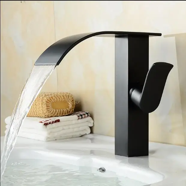 

bathroom tall waterfall faucet basin tall crane Waterfall basin tap Bathroom Basin Mixer Tap with Hot and Cold Water tap