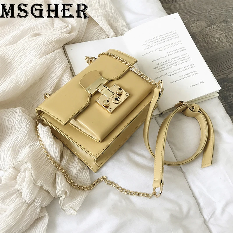 

MSGHER Shoulder Bags Women High Designer Small Chain Bags Femael Casual Solid Crossbody Bag Quality Messager Bags