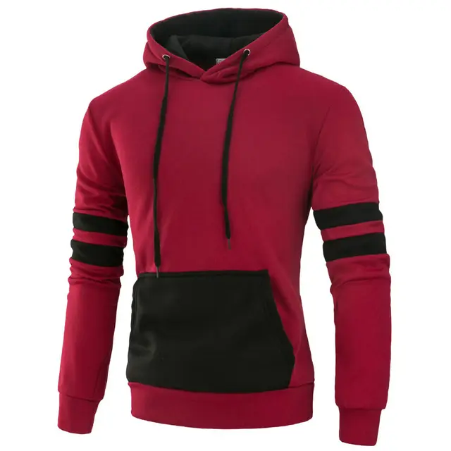 Mens Fashion Casual Plain Hoodie Sweatshirt Hooded Pullover Casual Adult Top Black Gray Red Blue