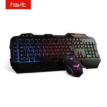 HAVIT Gaming Keyboard Mouse Combo USB Wired Rainbow RGB Backlight Mode Keyboard Mouse Set for Computer Laptop Desktop HV-KB558CM