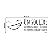 Autocollants muraux en vinyle citation française Un Sourire, Art Mural pour enfants et salon, décoration de maison