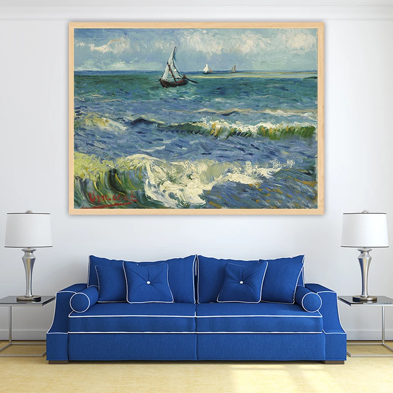 

Van Gogh Seascape near Les Saintes-Maries-de-la-Mer diy painting by numbers art paint decorative landscape adult Impressionist