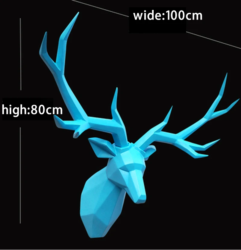 3D голова антилопы абстрактная скульптура Европейский Стиль Домашний подвесной Декор Гостиная Украшение стены олень из полимера статуи голов - Цвет: Blue-XL