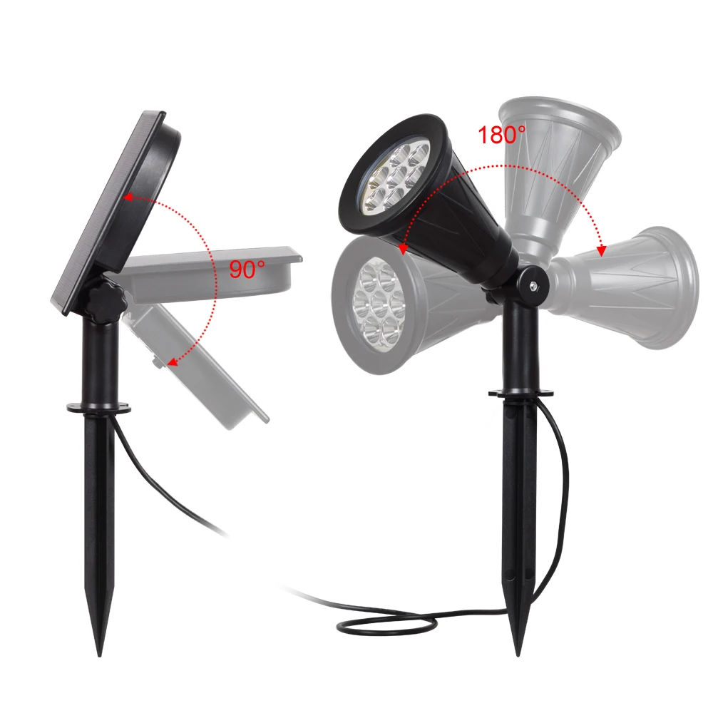 Jardim ao ar Luz de Parede T-sunrise Pacote Solar Spotlight Lâmpada Painel Separado Auto Cor-mudando Livre Iluminação 2 7 Led 6 garden light
