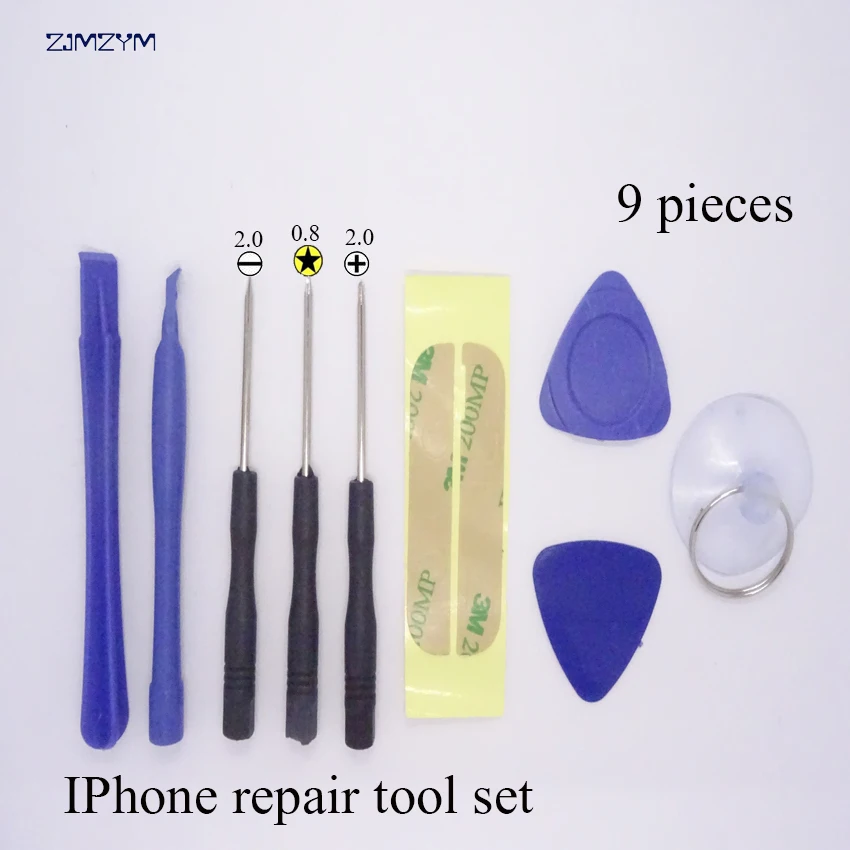 Hot selling 9 in 1 Mobile Phone Repairing Tool Kit Spudger Pry Opening LCD Repair Tools with 2.0MM\0.8MM star screwdrivers |
