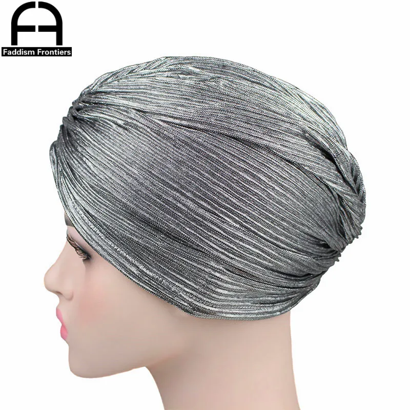 Летняя Женская Блестящая шелковая тюрбан, повязка на голову, повязка на голову, аксессуары для волос, тюрбан для женщин