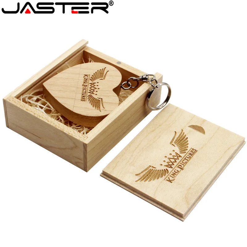 JASTER(более 10 шт. бесплатный логотип) грецкий орех деревянное сердце+ Подарочная коробка USB флеш-накопитель креативный флеш-накопитель 8 ГБ 16 ГБ 32 ГБ 64 Гб карта памяти