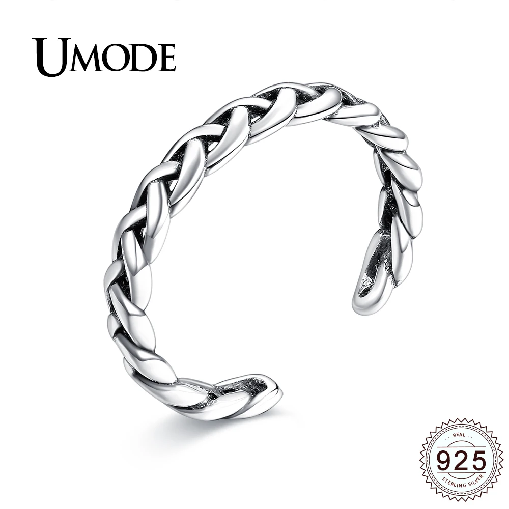 

UMODE Vintage Open Braided Twist 925 Sterling Silver Rings for Women Wedding Enaggement Jewelry Silver Anel Bijoux Femme ULR0279