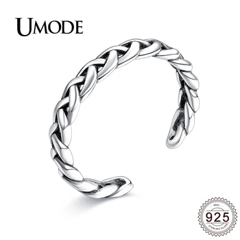 

UMODE Vintage Open Braided Twist 925 Sterling Silver Rings for Women Wedding Enaggement Jewelry Silver Anel Bijoux Femme ULR0279