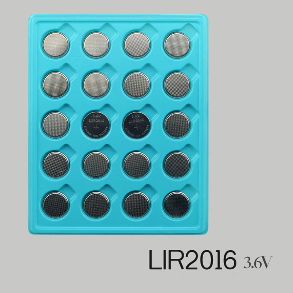 Sorvess 10 шт. 3 6 V LIR2016 литий ионная аккумуляторная батарея 15mAH Кнопка монетная ячейка