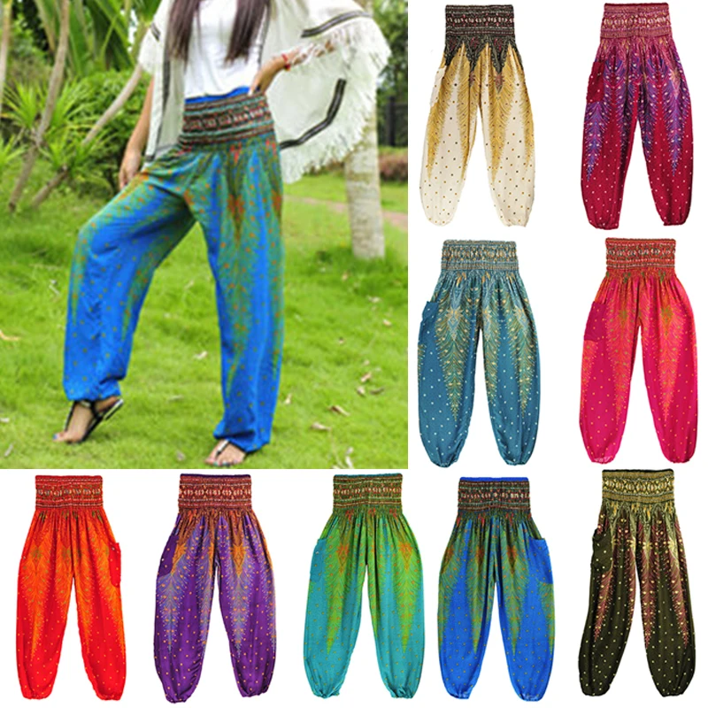 

Women Lady Thai Harem Trousers Boho Festival Hippy Smock Yoga Casual Pants Rayon