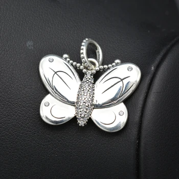 

Authentic decorative butterfly 925 Sterling Silver with crystal CZ charms bracelet DIY jewelry bracelet