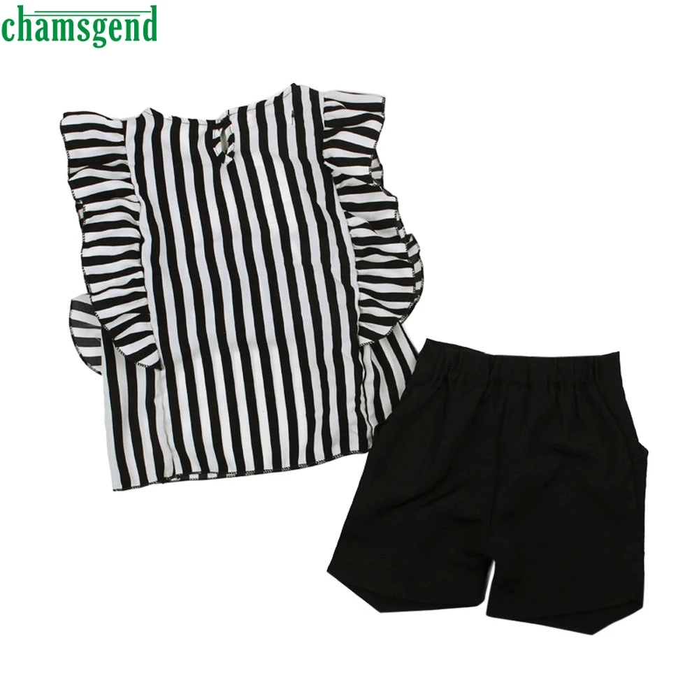 

CHAMSGEND Toddler Kids Baby Girls Outfit Clothes Striped T-shirt Tops+Shorts Pants Set APR19 P30 dorp shipping