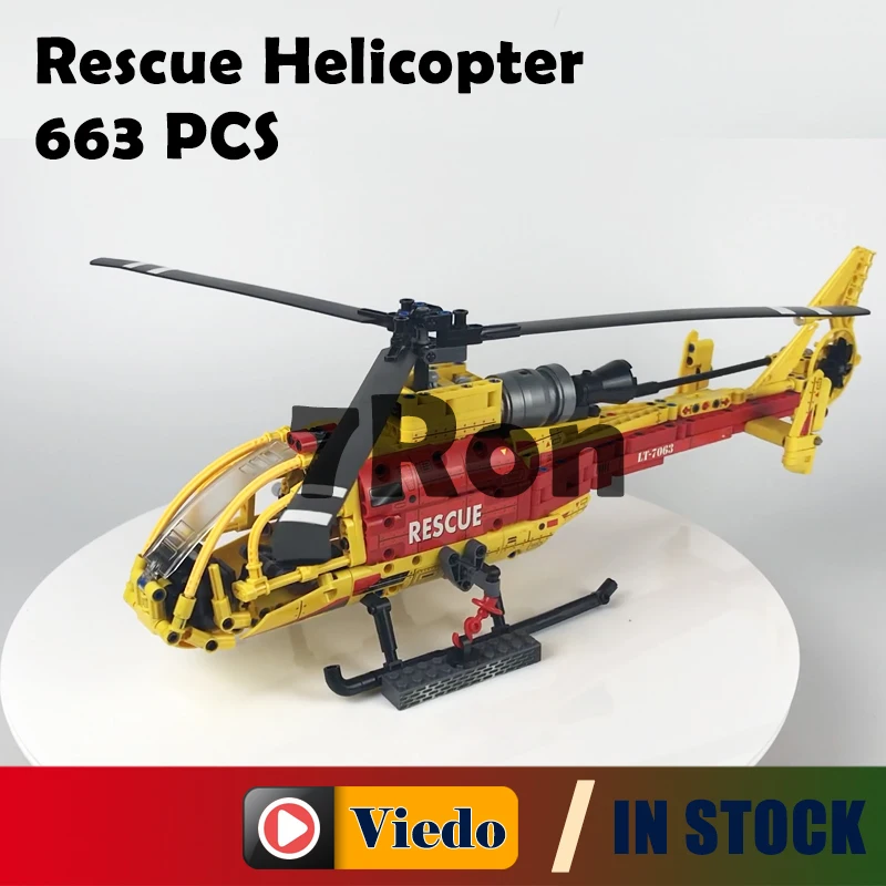Compatible With Blocks Techinc Model building toys hobbies CRescue Gazelle Helicopter 7063 Educational DIY | Игрушки и хобби