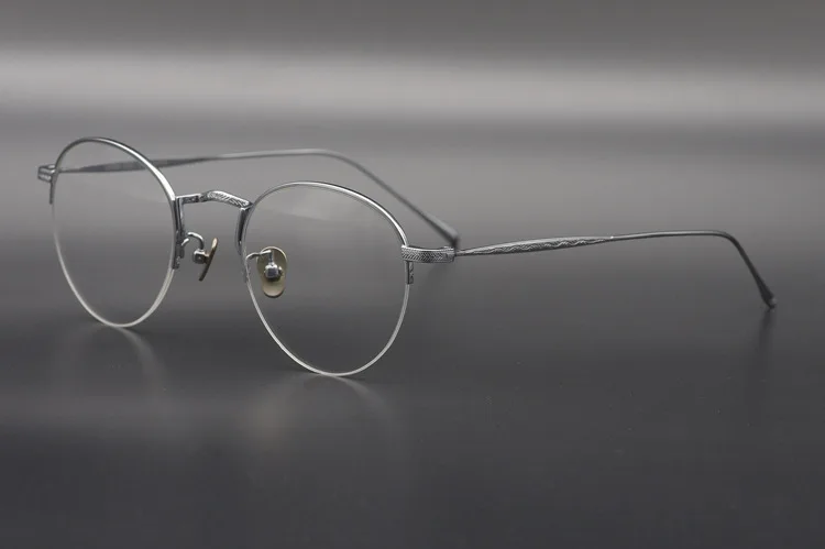 Винтажные титановые круглые очки, оправа для мужчин, полуободок, Ретро стиль, прозрачные линзы, оптические очки для женщин, оправа с линзами при миопии, мужские очки