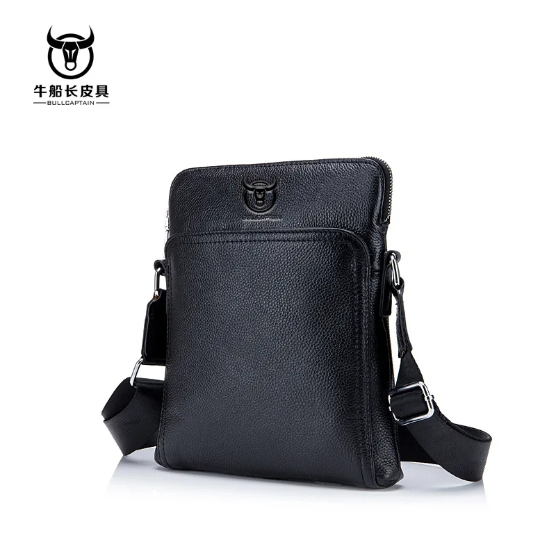 

Brand REAL Genuine Leather Bag Soft Litchi First Layer Cow Leather Shoulder Crossbody Bags Casual Business Men Messenger Bags