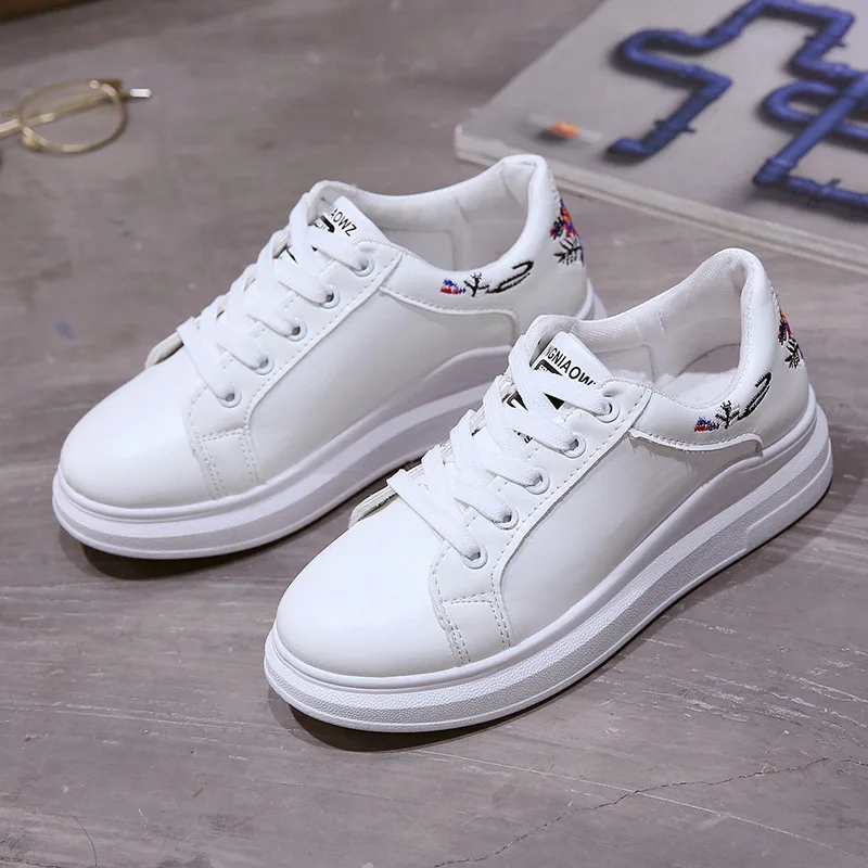 

Women Casual Shoes Summer 2018 Spring Women Shoes Fashion Embroider Breathable Hollow Out Lace-Up Women Ladies Sneakers